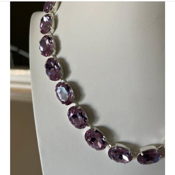 Anna Wintour Style Violet Purple Lavender Crystal Statement Collet Necklace - Picture 3 of 13
